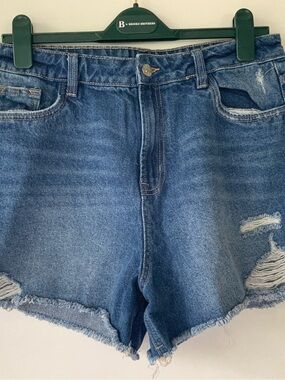 DARI Cutoff Shorts Faded Blue Distressed Denim